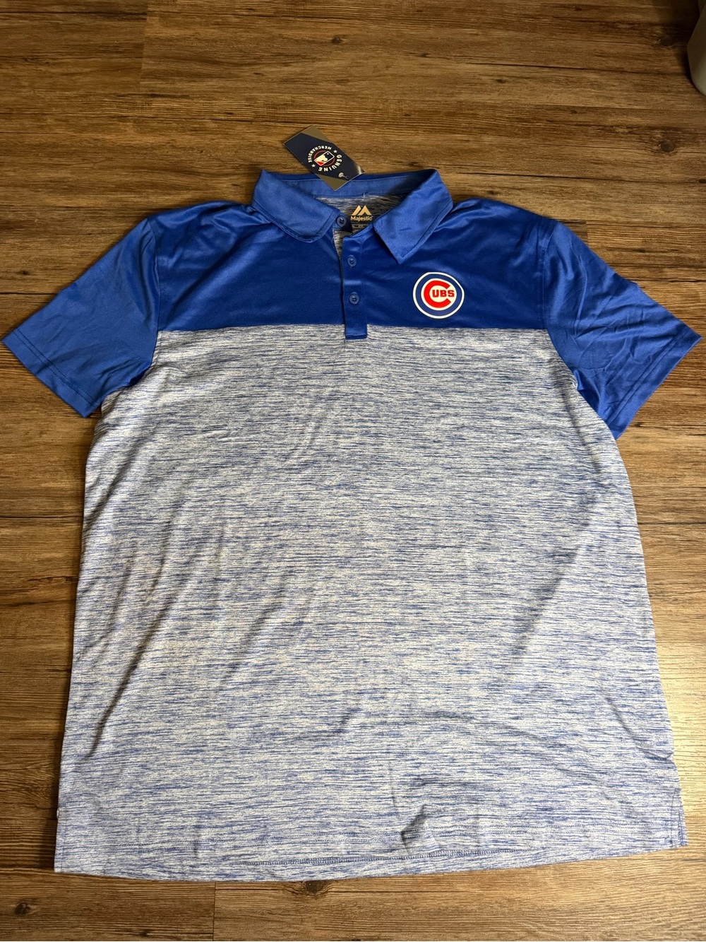 Majestic Chicago Cubs MLB Genuine Merchandise Blue Polo Shirt Size XXL